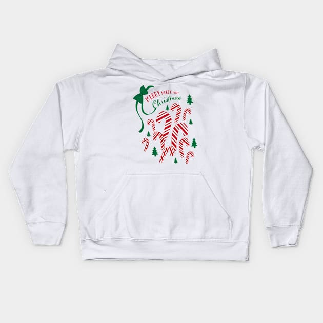 Candy Cane Merry Christmas! Kids Hoodie by kristinbell